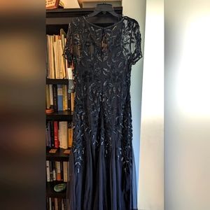 Adrianna Papell Beaded Midnight Blue Gown